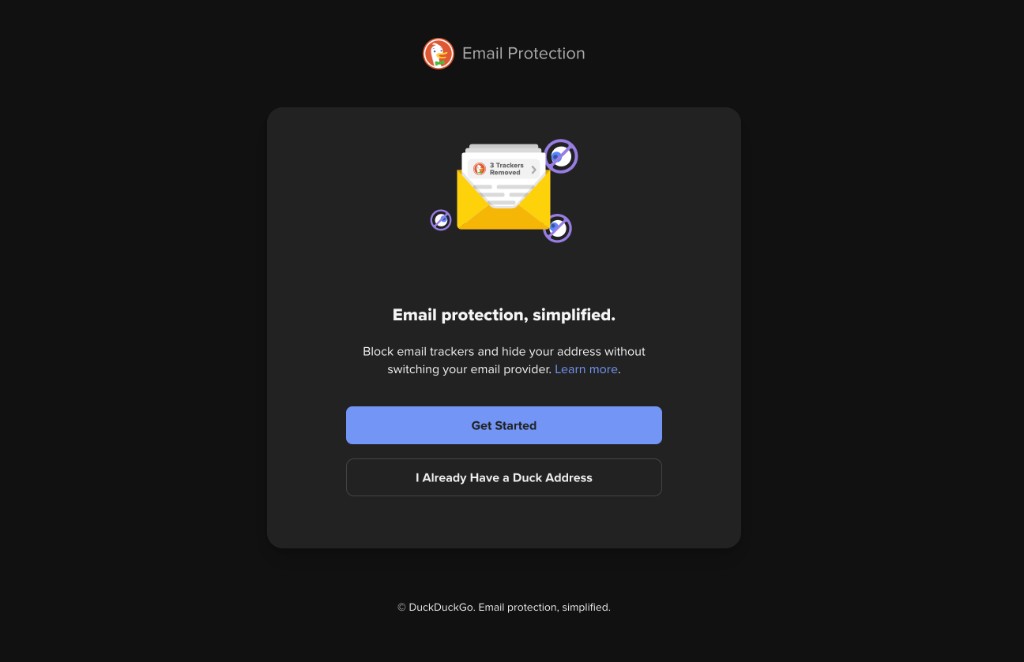 Email Protection landing: Get Started