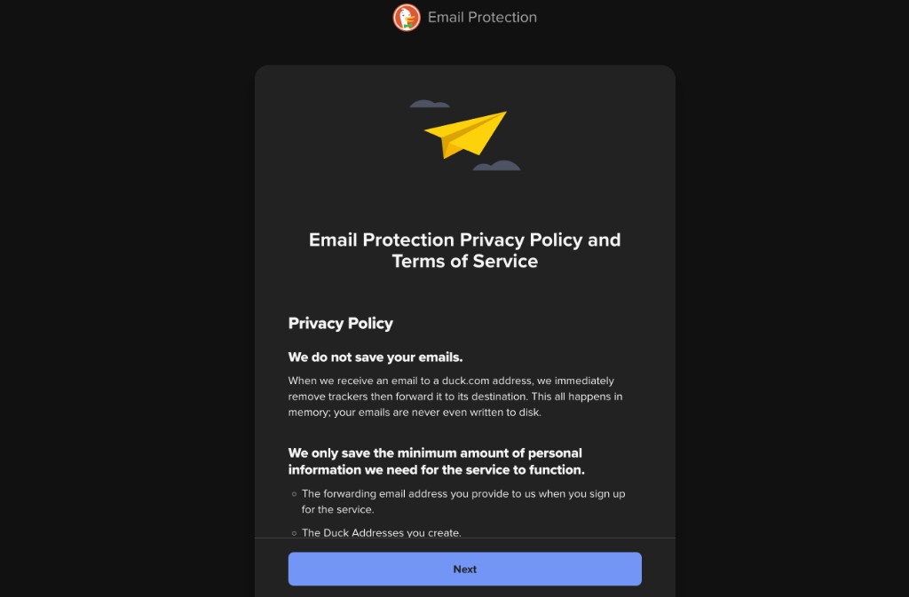 Email Protection privacy policy and terms summary