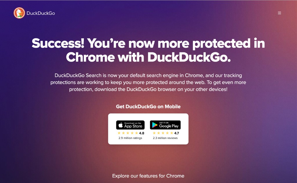 Email Protection requires the DuckDuckGo extension in this browser