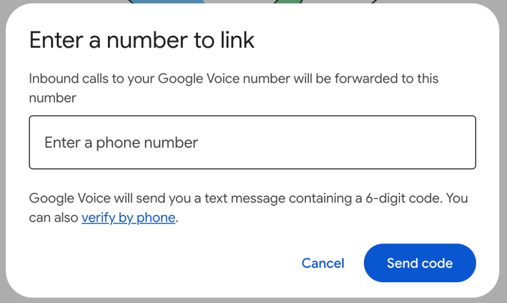 Enter a number to link: forward Voice calls to your real phone number