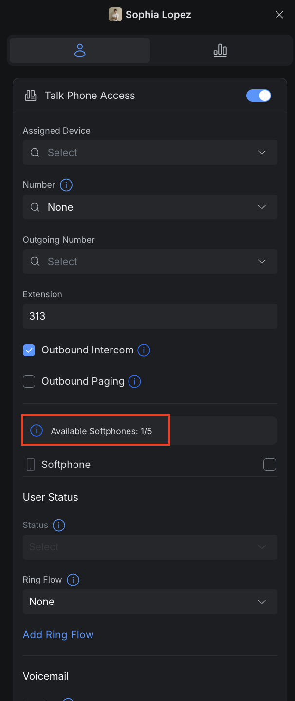 Incorrect “used softphones” count displayed in the Talk subscription UI while local device tables told a different story