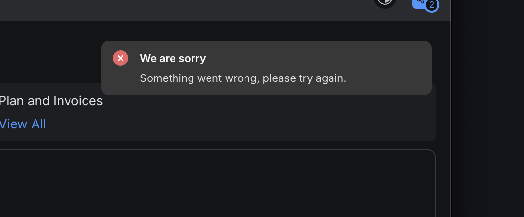 Current non-specific error thrown when selecting Remove or Downgrade on a UniFi Talk line in Talk > Settings > Plans